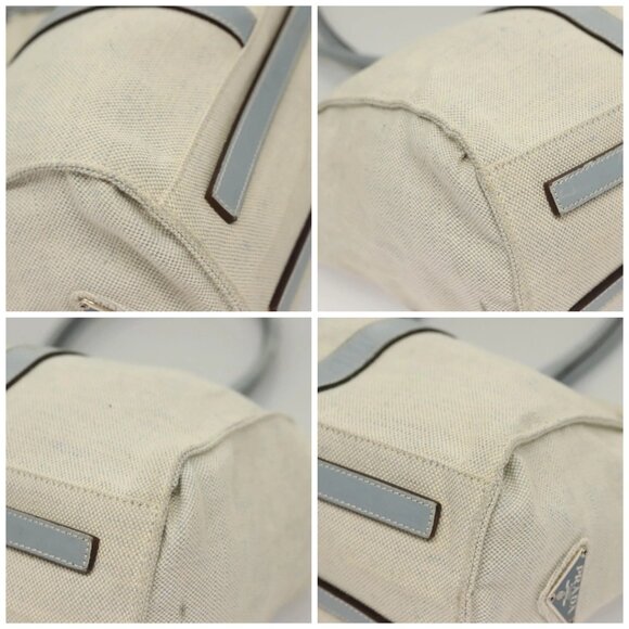 PRADA Tote Bag Canvas Beige Silver Auth 133386 - Picture 15 of 16